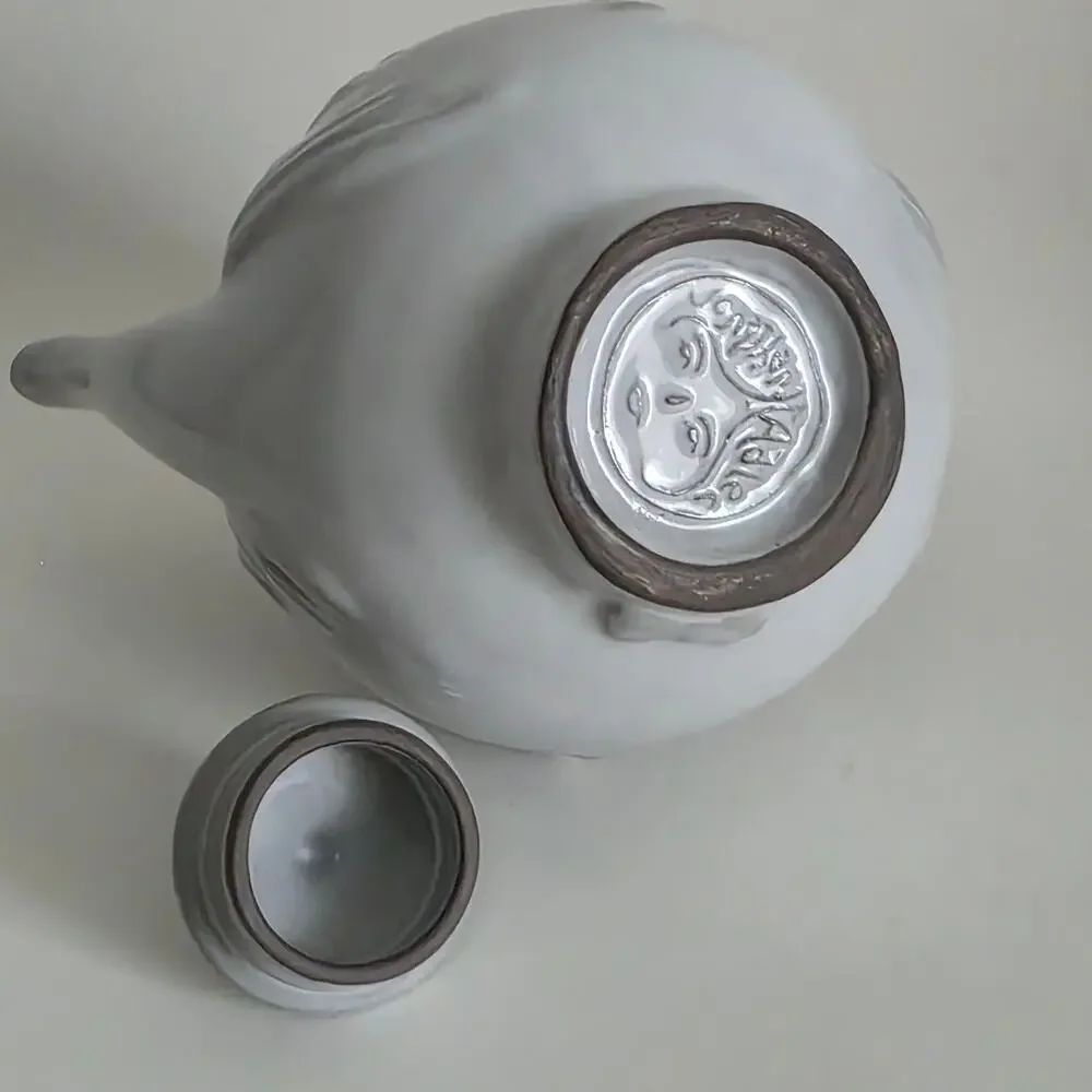 Jonathan Adler Utopia Boy & Girl Two Face Teapot Gray w/ Lid Retired